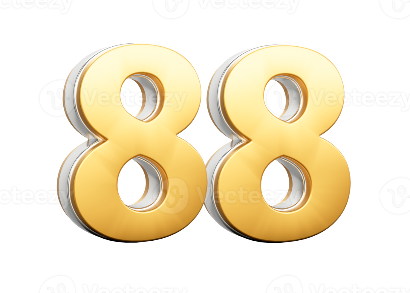 3D Golden Shiny Number 54 Eighty eight With Silver Outline 3D Illustration png