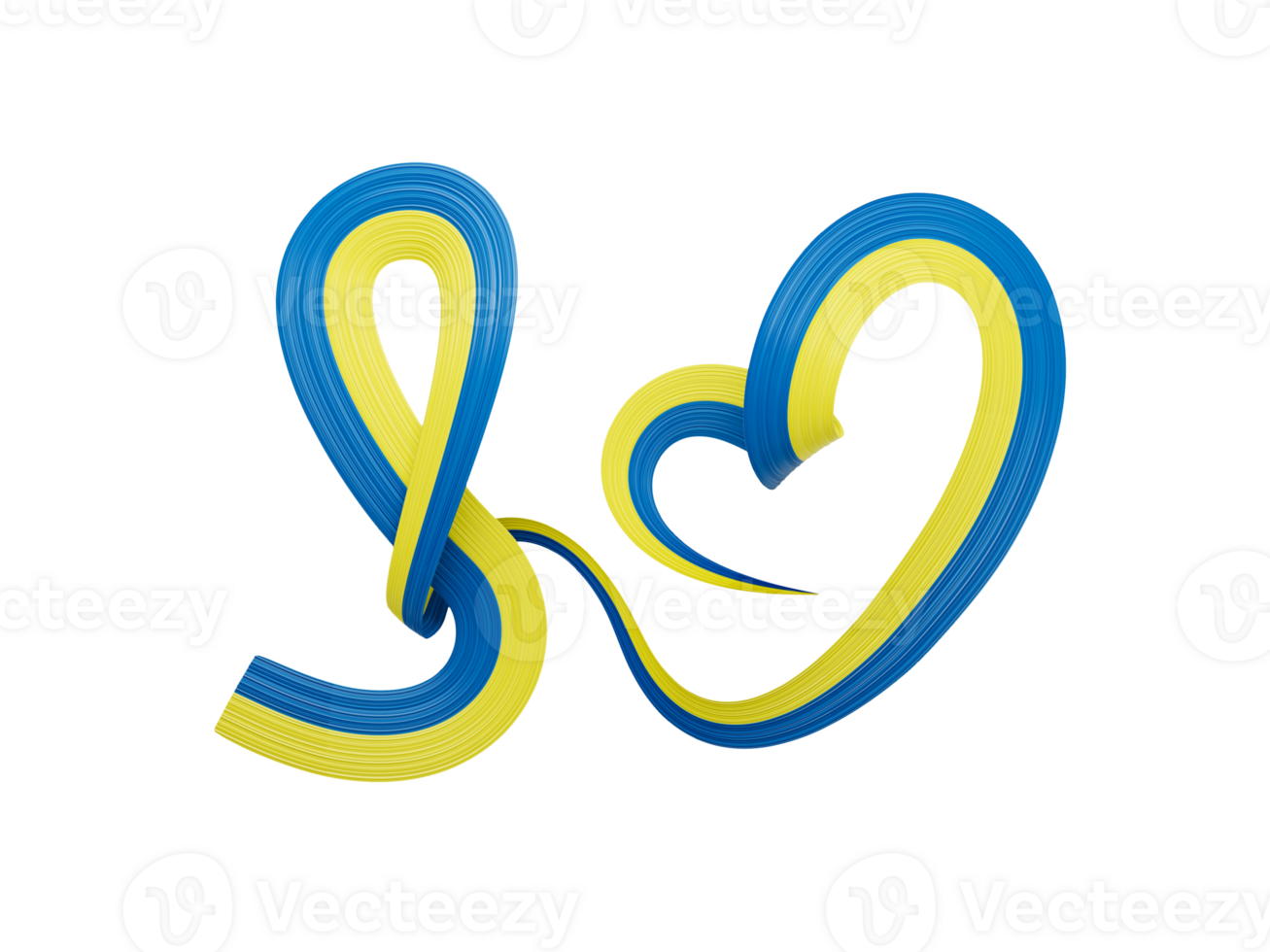 3d Flag Of Ukraine Heart Shaped Wavy Awareness Ribbon flag 3d Illustration png