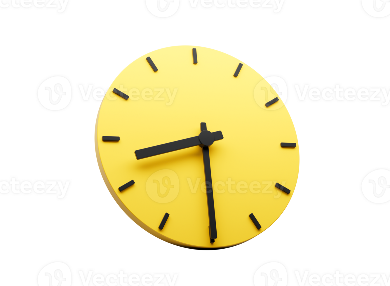 3d Simple Yellow Round Wall Clock Thirty Half Past 8 3d illustration png