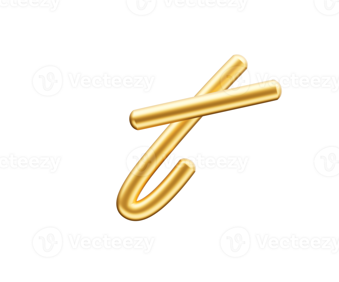 3d Golden Shiny Small Letter t Alphabet t Rounded Inflatable Font 3d Illustration png