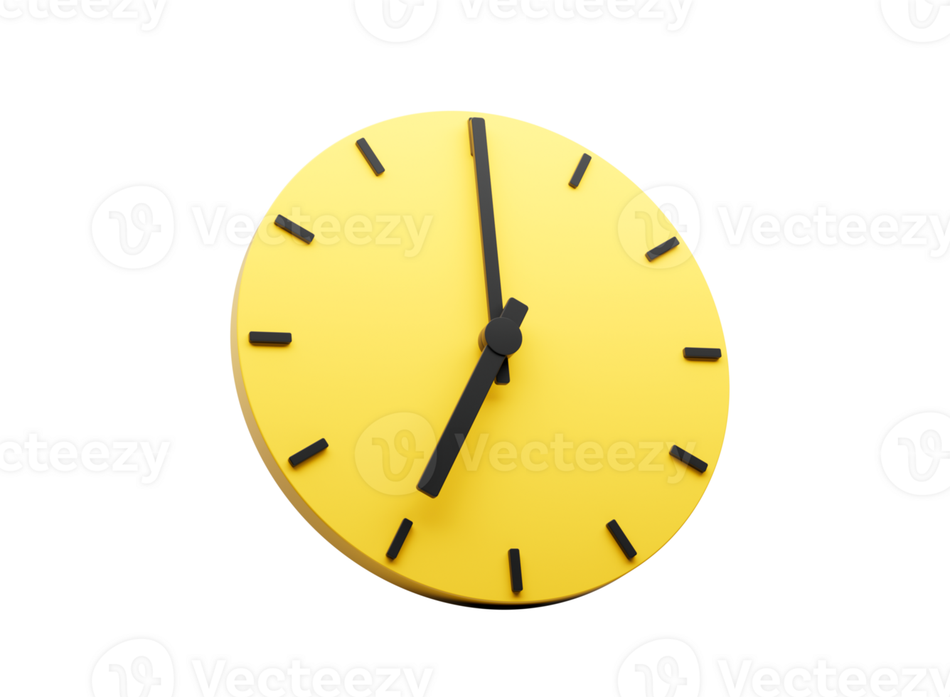 3d Simple Yellow Round Wall Clock 7 O'clock Seven O'clock 3d illustration png
