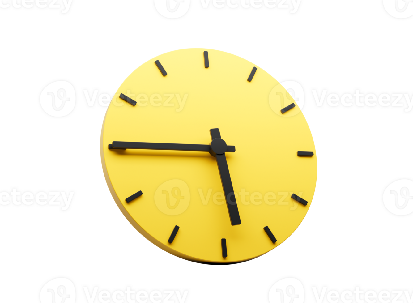 3d Simple Yellow Round Wall Clock Five Forty Five Quarter To 6 3d illustration png