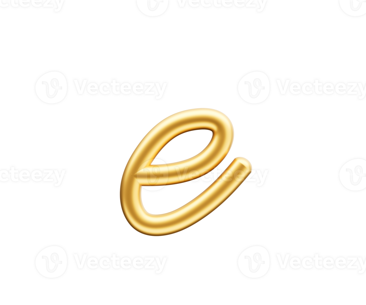 3d Golden Shiny Small Letter e Alphabet e Rounded Inflatable Font 3d Illustration png