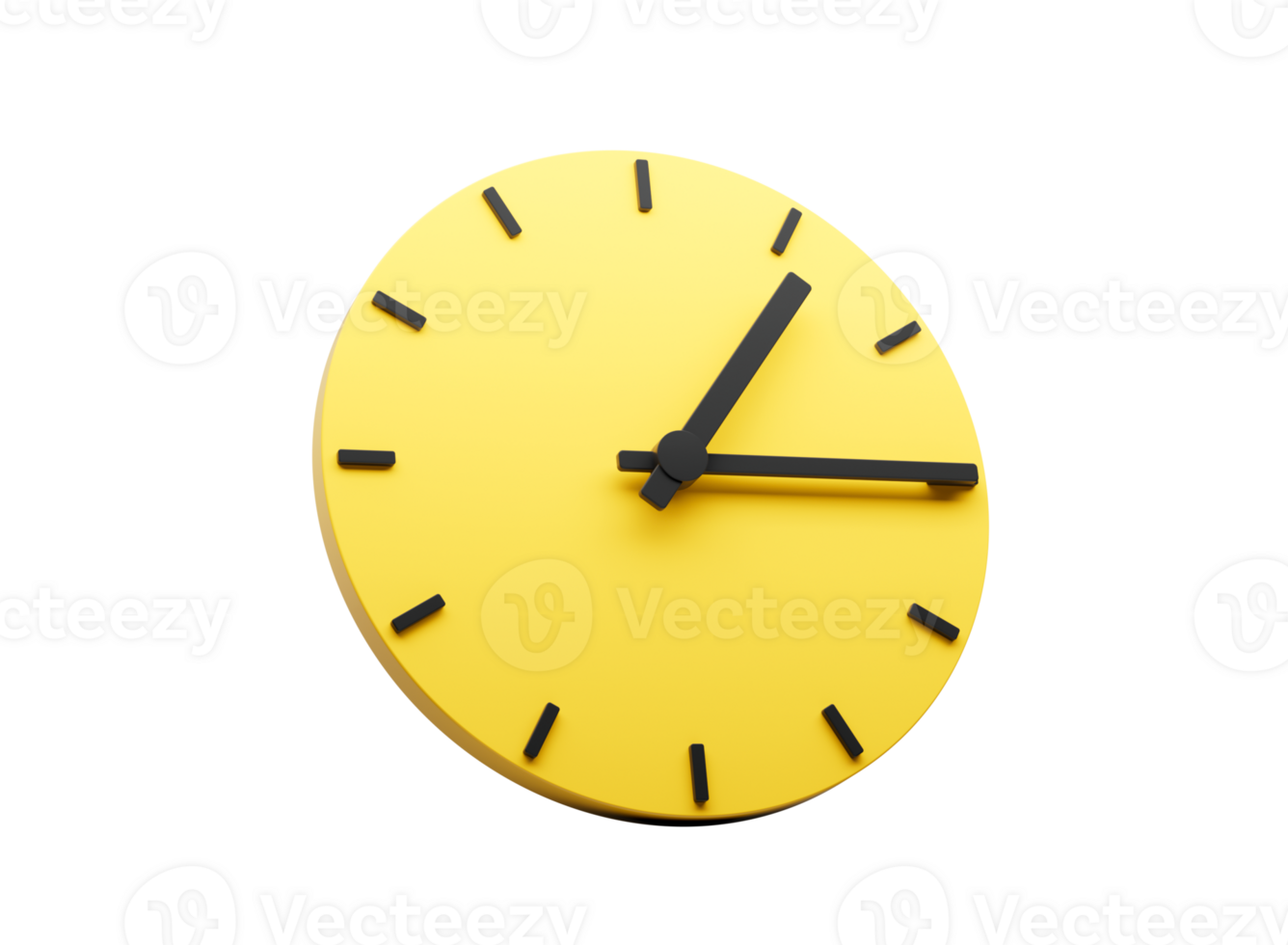 3d Simple Yellow Round Wall Clock One Fifteen Quarter Past One 3d illustration png