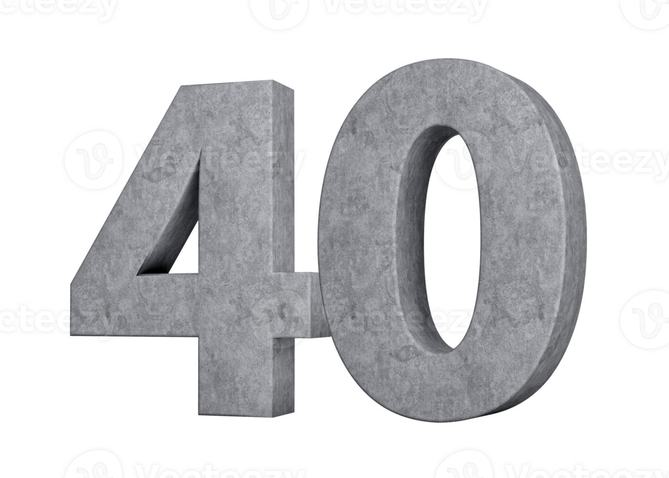 3d Concrete Number Forty 40 Digit Made Of Grey Concrete Stone 3d Illustration png