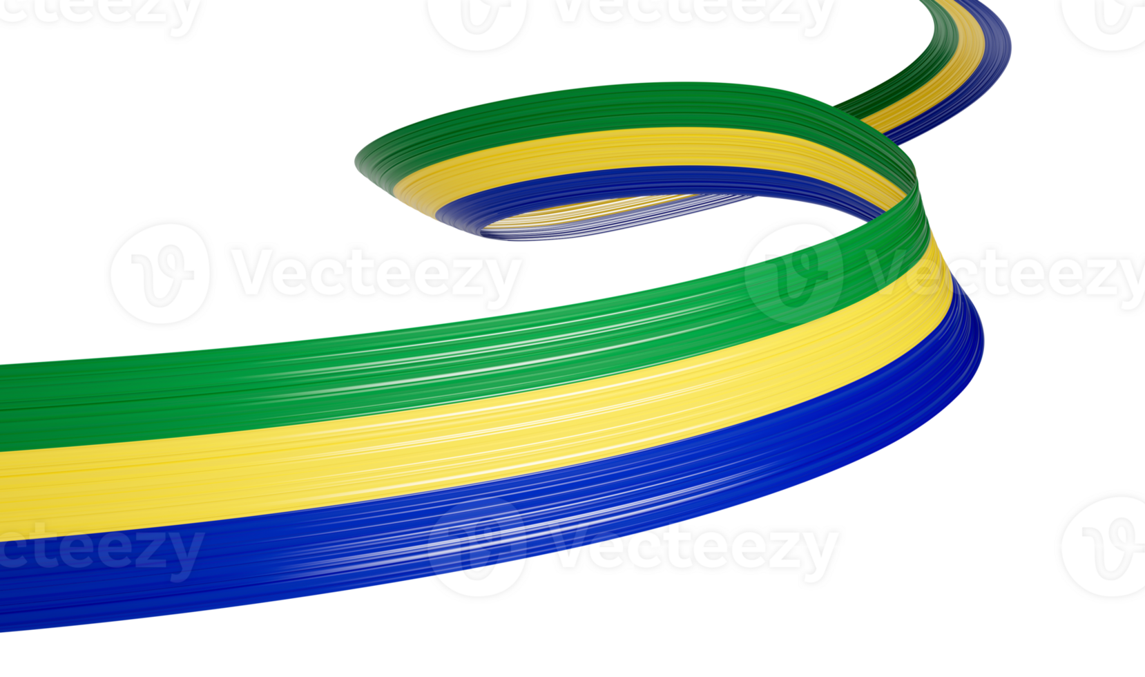 3d Flag Of Gabon 3d Wavy Shiny Gabon Ribbon 3d Illustration png