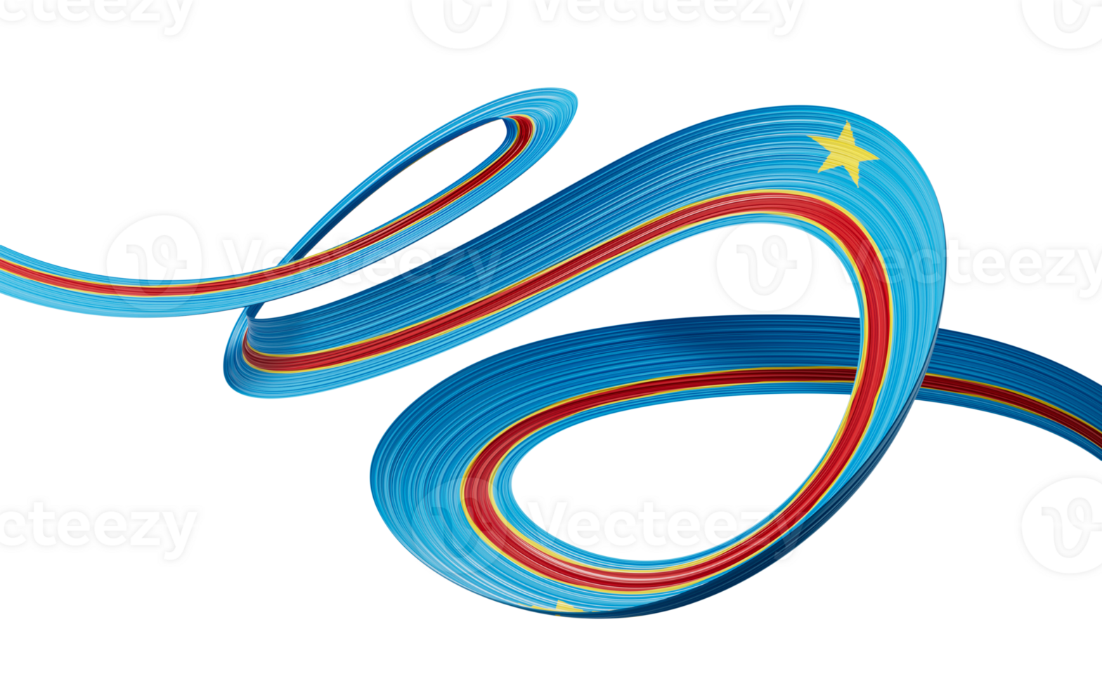 3d Flag Of Democratic Republic Of The Congo 3d Wavy Shiny Ribbon 3d Illustration png