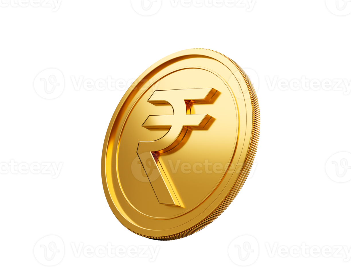 3d Golden Shiny Rounded Indian Rupee Coin 3d Illustration png