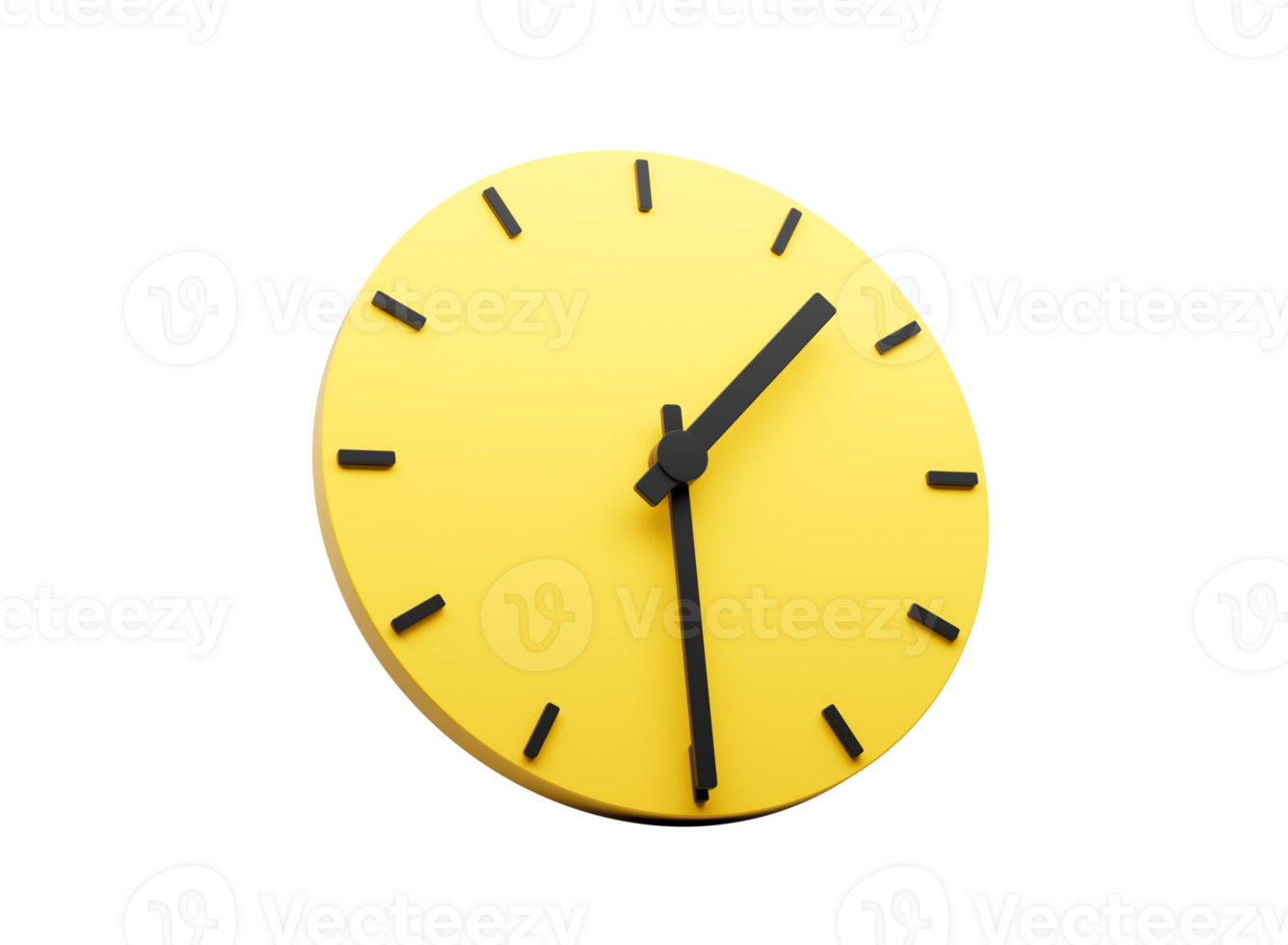 3d Simple Yellow Round Wall Clock One Thirty Half Past 3d illustration png