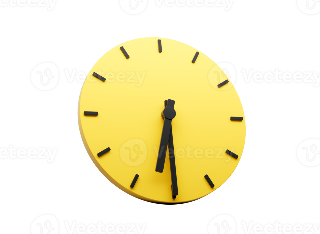 3d Simple Yellow Round Wall Clock Six Thirty Half Past 6 3d illustration png