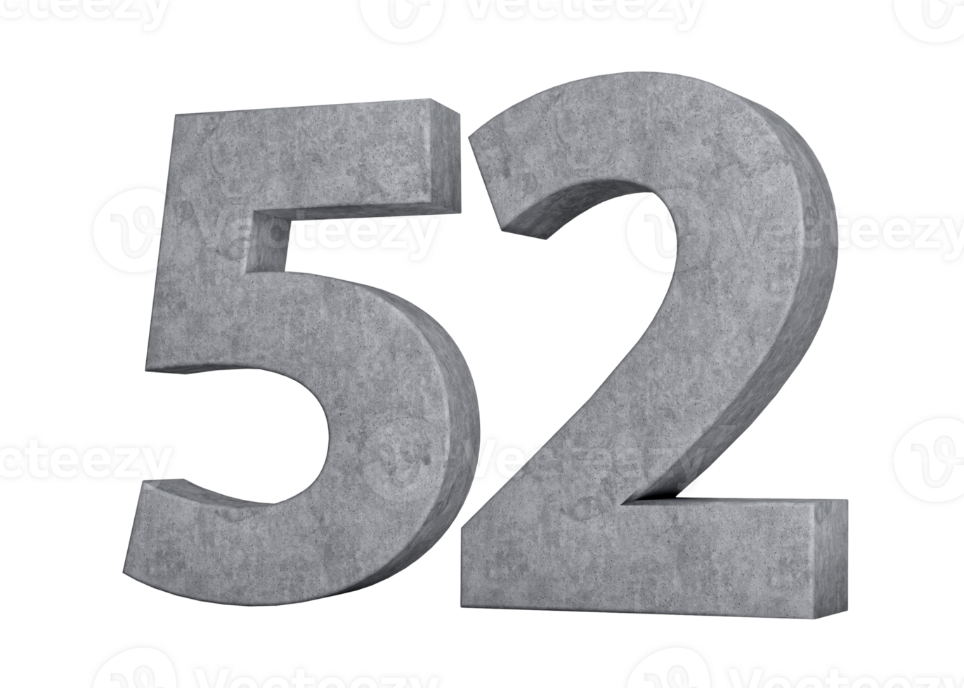 3d Concrete Number Fifty two 52 Digit Made Of Grey Concrete Stone 3d Illustration png
