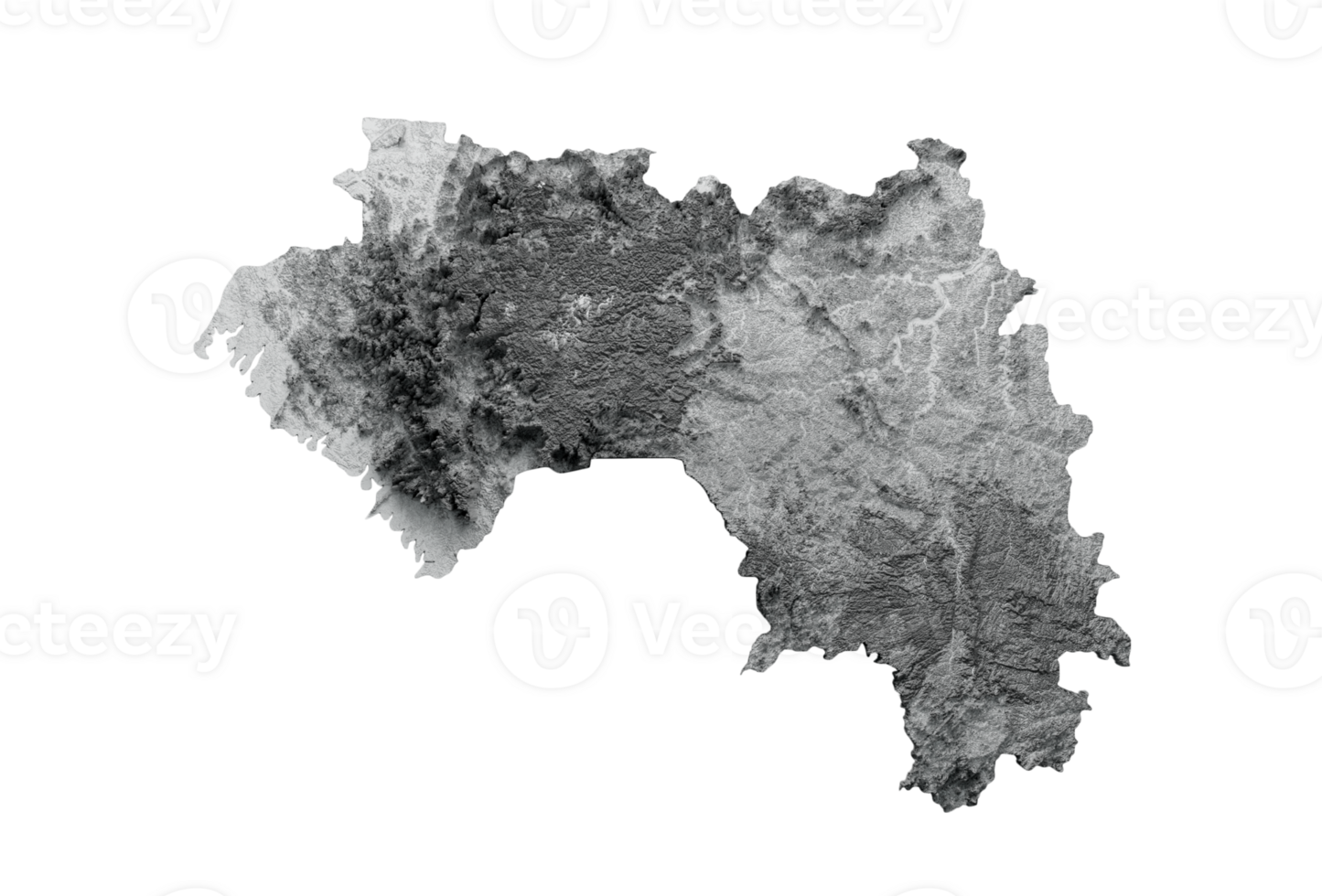 Guinea Map Flag Shaded relief Color Height map 3d illustration png