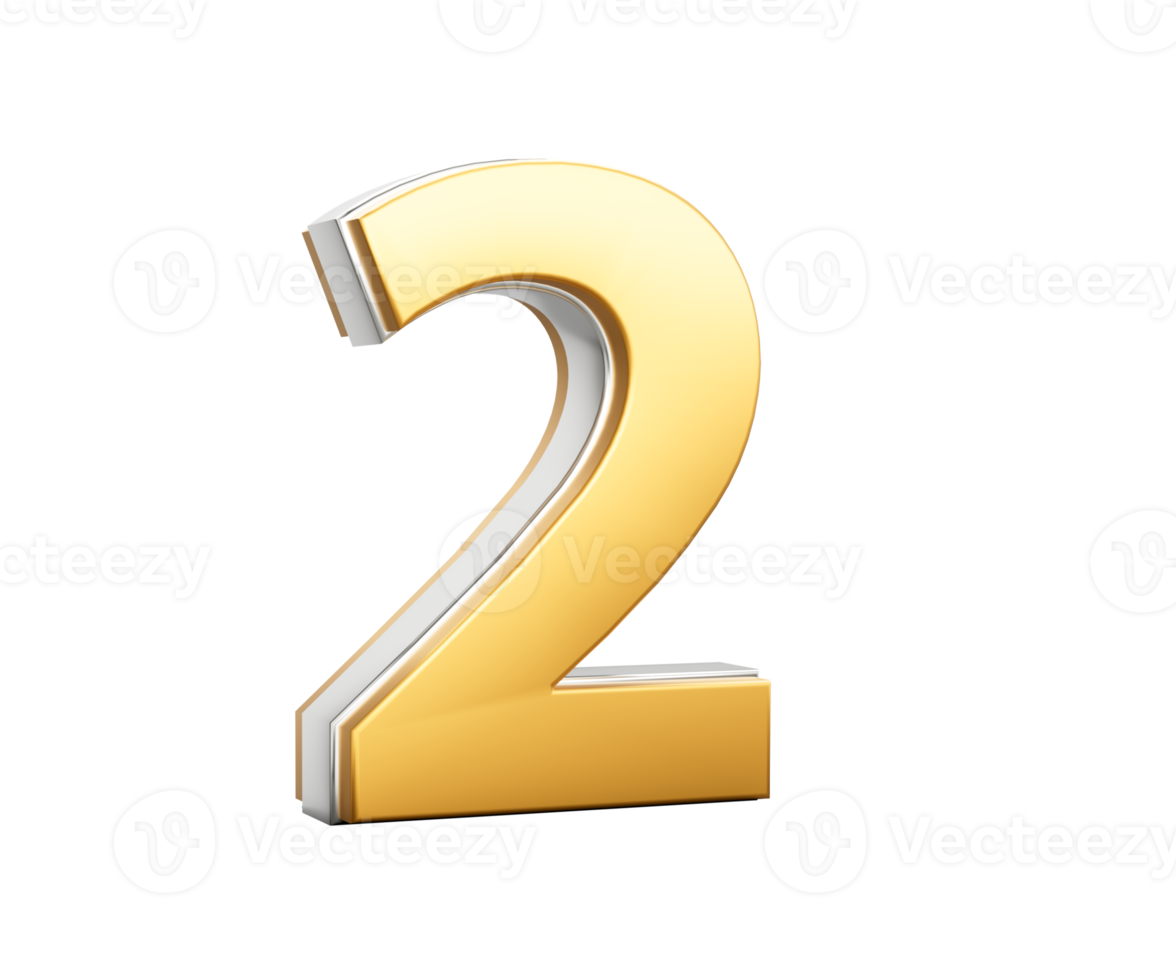 3d Golden Shiny 2 Two Digit 3d Two Number 3d Illustration png