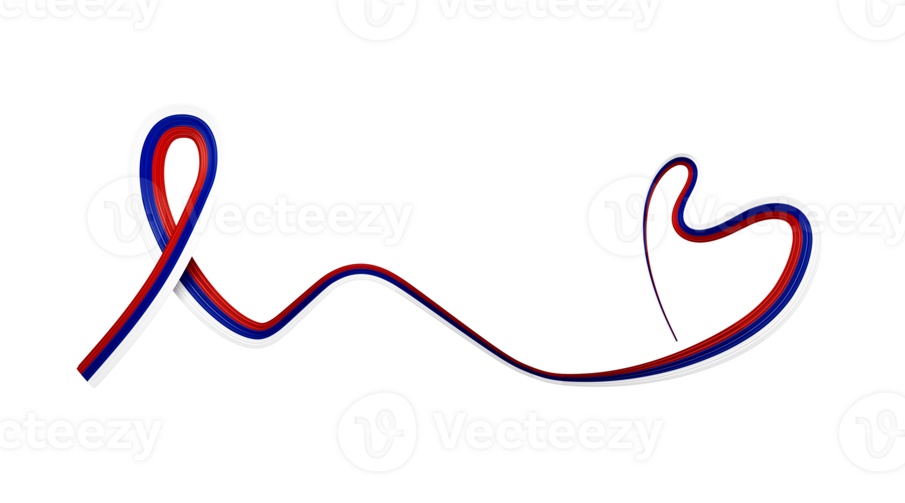3d Flag Of Russia Heart-Shaped Shiny Wavy Awareness Ribbon 3d illustration png