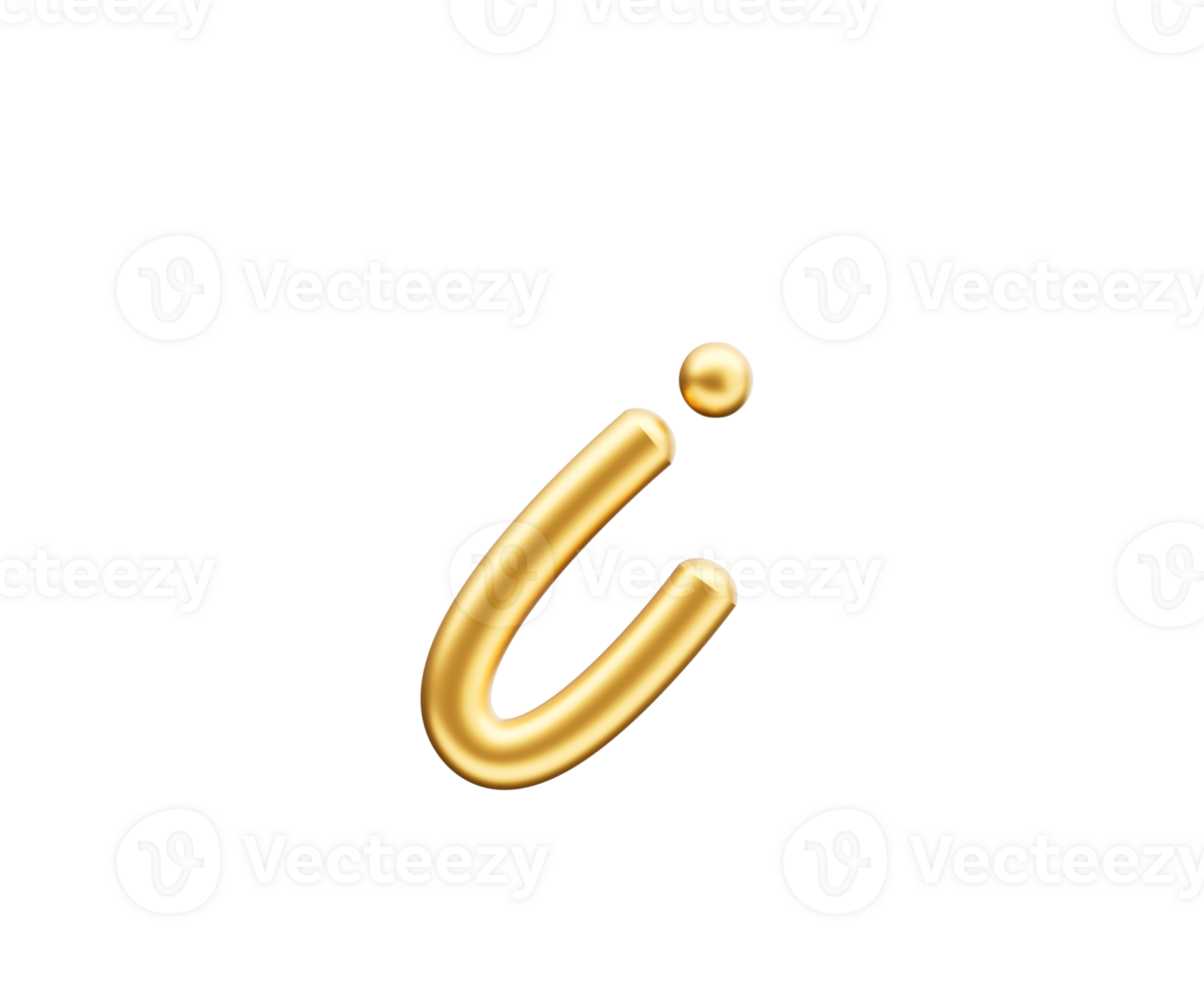 3d Golden Shiny Small Letter i Alphabet i Rounded Inflatable Font 3d Illustration png
