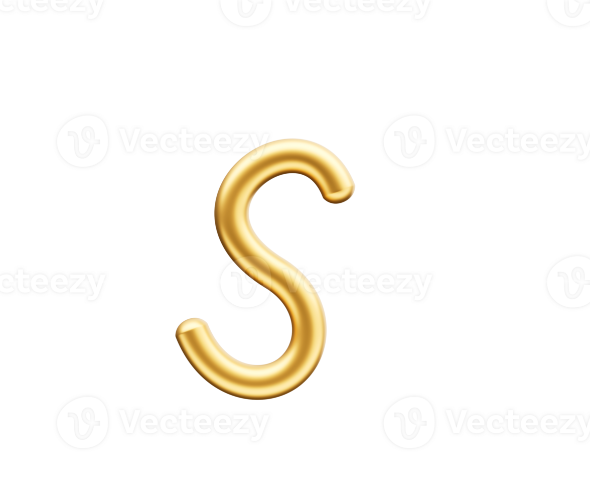 3d Golden Shiny Small Letter s Alphabet s Rounded Inflatable Font 3d Illustration png