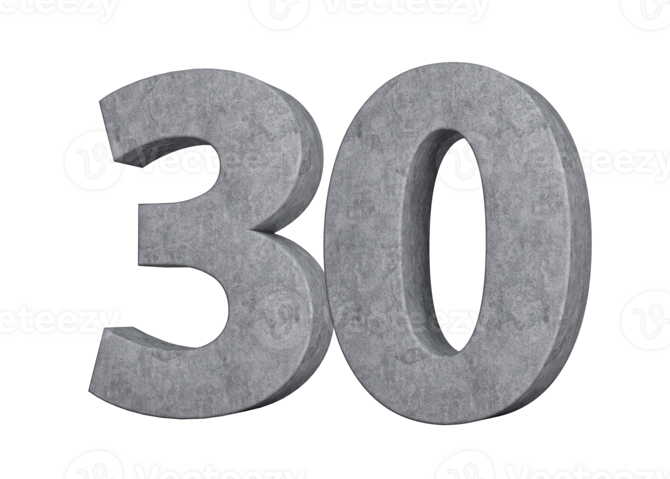 3d Concrete Number thirty 30 Digit Made Of Grey Concrete Stone 3d Illustration png