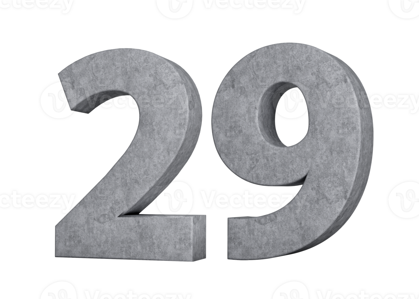 3d Concrete Number Twenty Nine 29 Digit Made Of Grey Concrete Stone 3d Illustration png