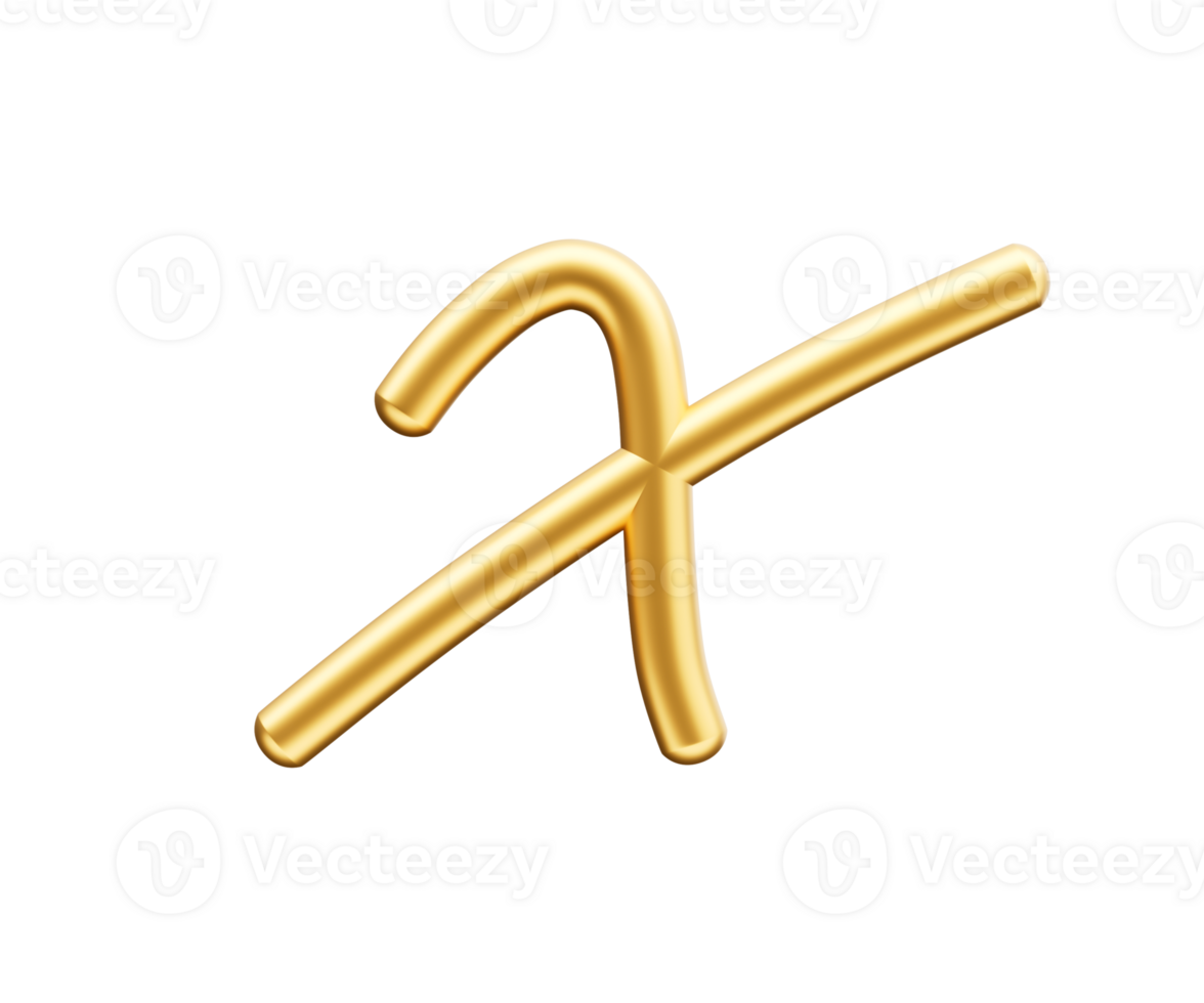 3d Golden Shiny Capital Letter X Alphabet X Rounded Inflatable Font 3d Illustration png