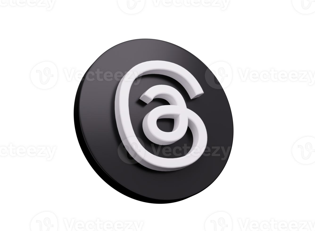 3d White At symbol on black icon, email symbol 3d illustration png