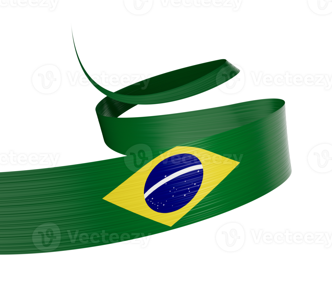 3d Flag Of Brazil 3d Wavy Shiny Brazil Ribbon 3d Illustration png