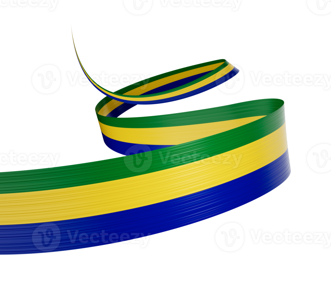 3d Flag Of Gabon 3d Wavy Shiny Gabon Ribbon 3d Illustration png