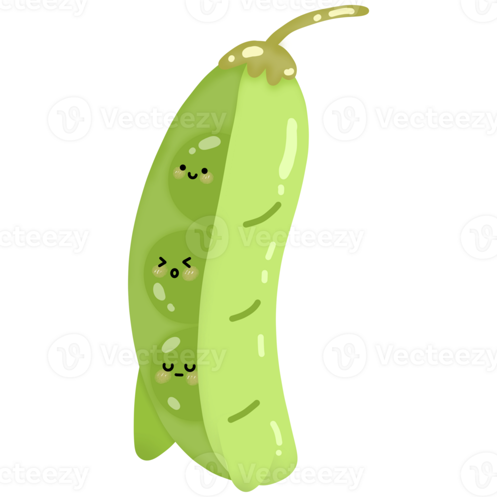 Cute kawaii peas cartoon character png