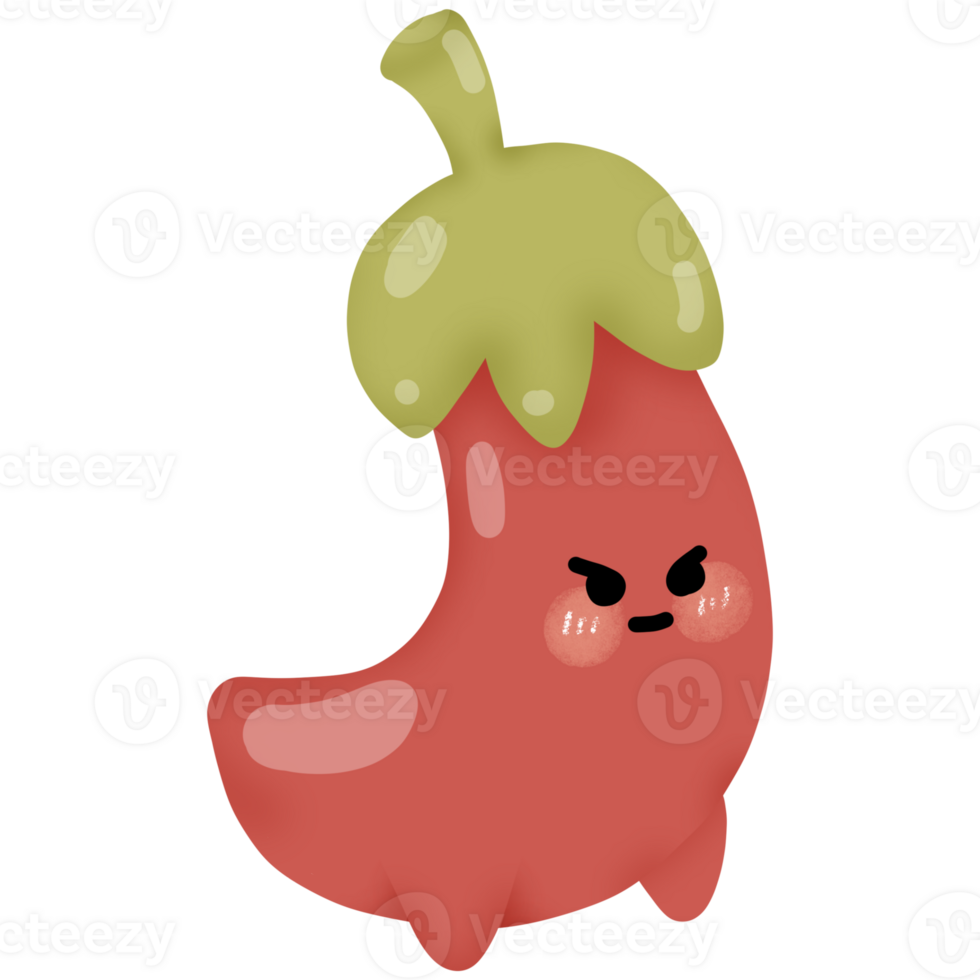 Cute kawaii chili cartoon character png