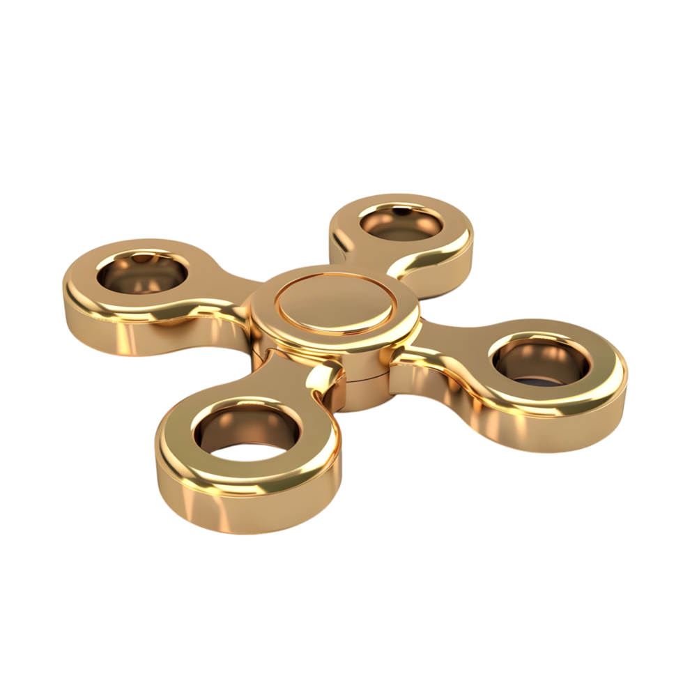 Metallic Golden Fidget Spinner Isolated on Transparent Background png