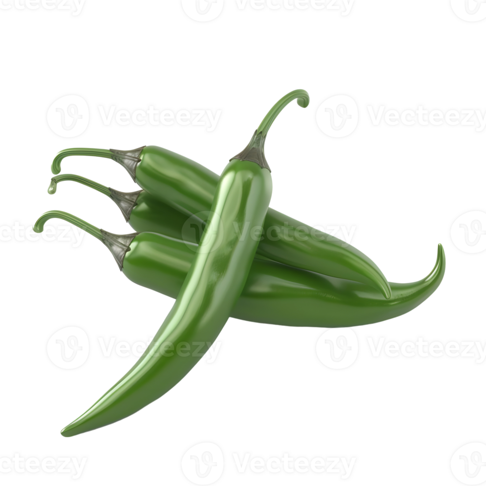 Green Chili Peppers Isolated on Transparent Background png