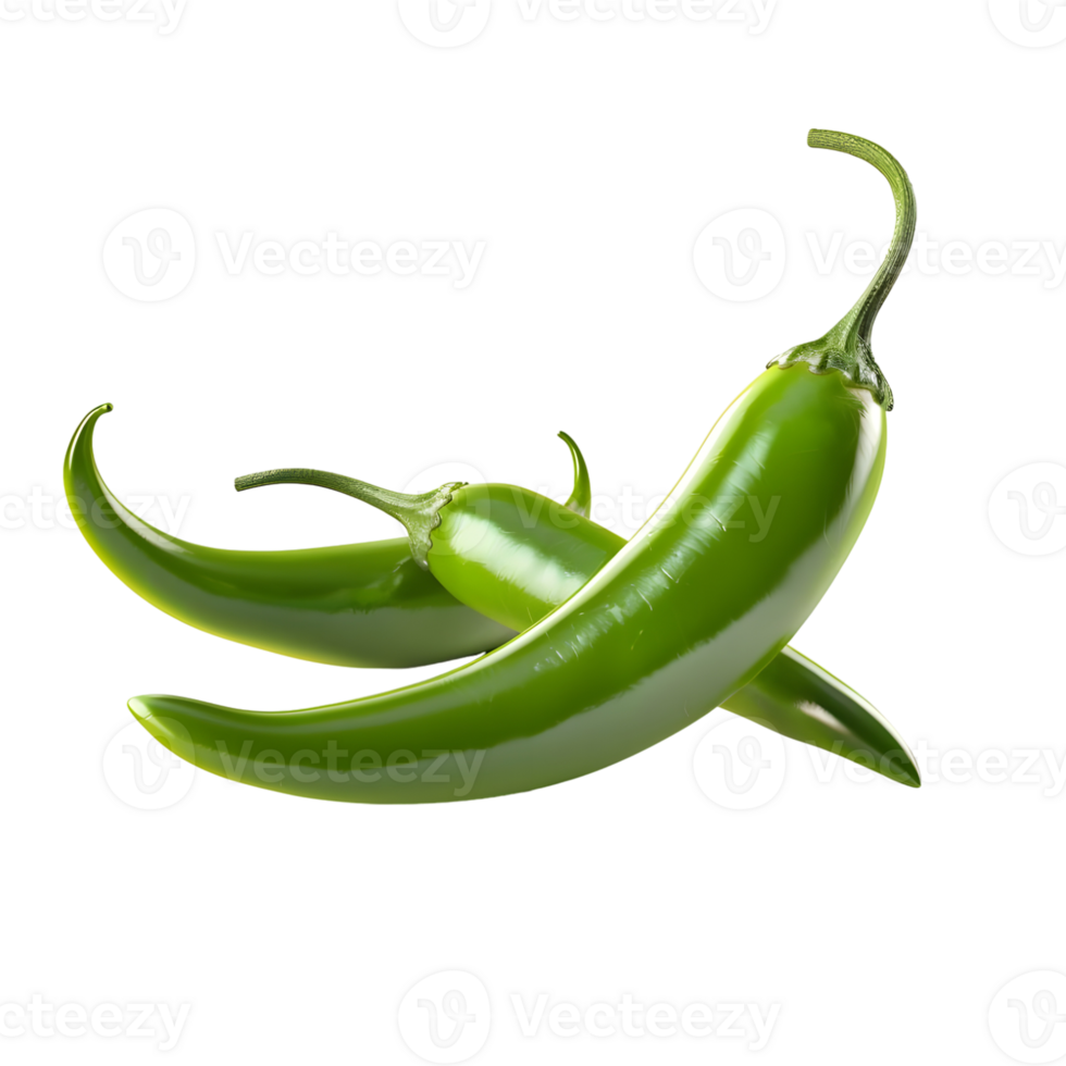 Green Chili Pepper Curved Isolated on Transparent Background png
