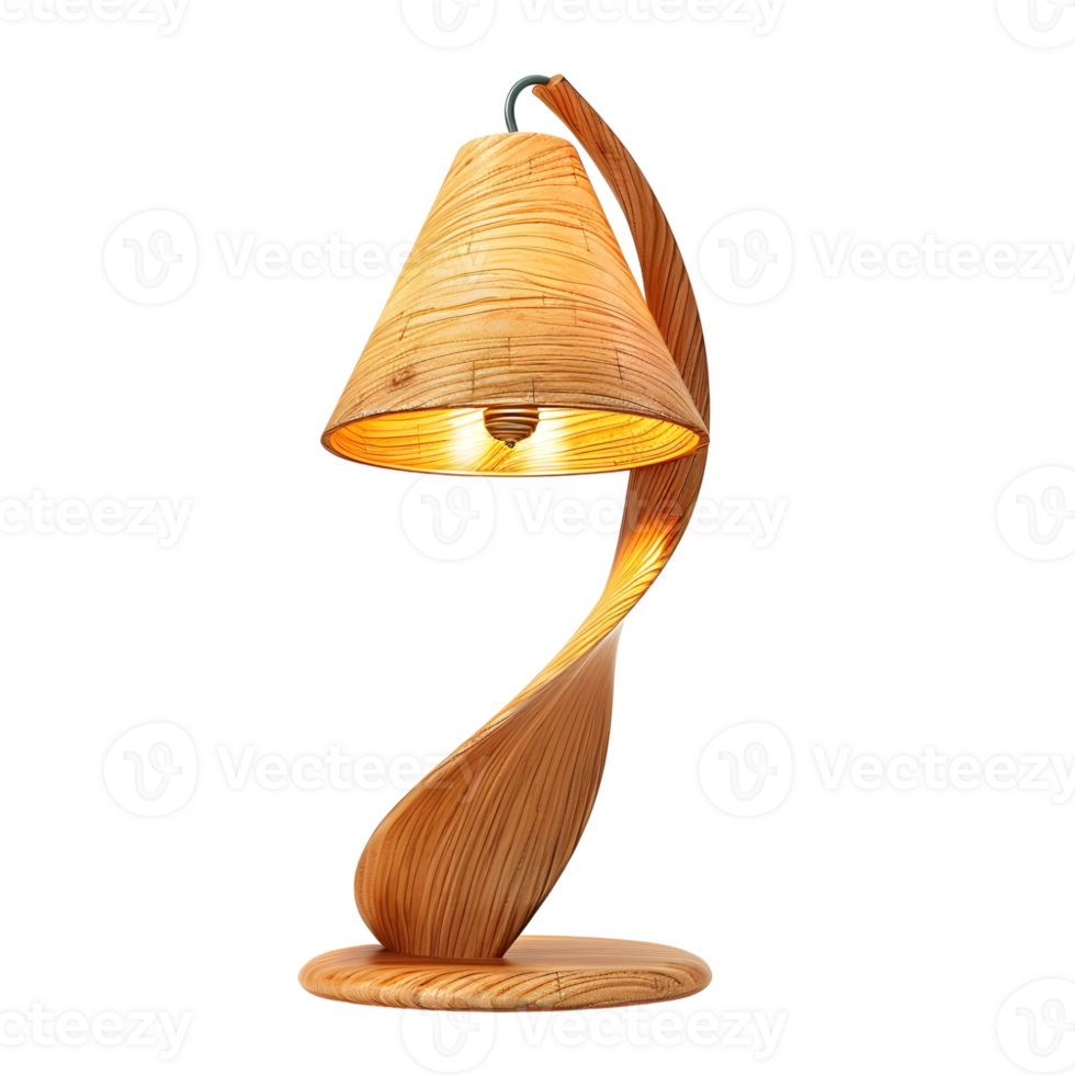 Modern wooden lamp Isolated on transparent background png