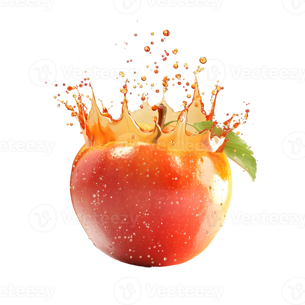 Splashing Apple with Juice Isolated on Transparent Background png