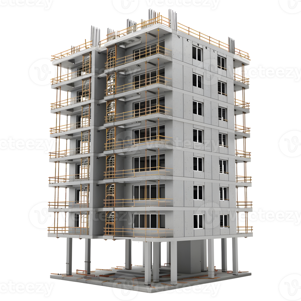 High-Rise Building Under Construction Isolated on Transparent Background png