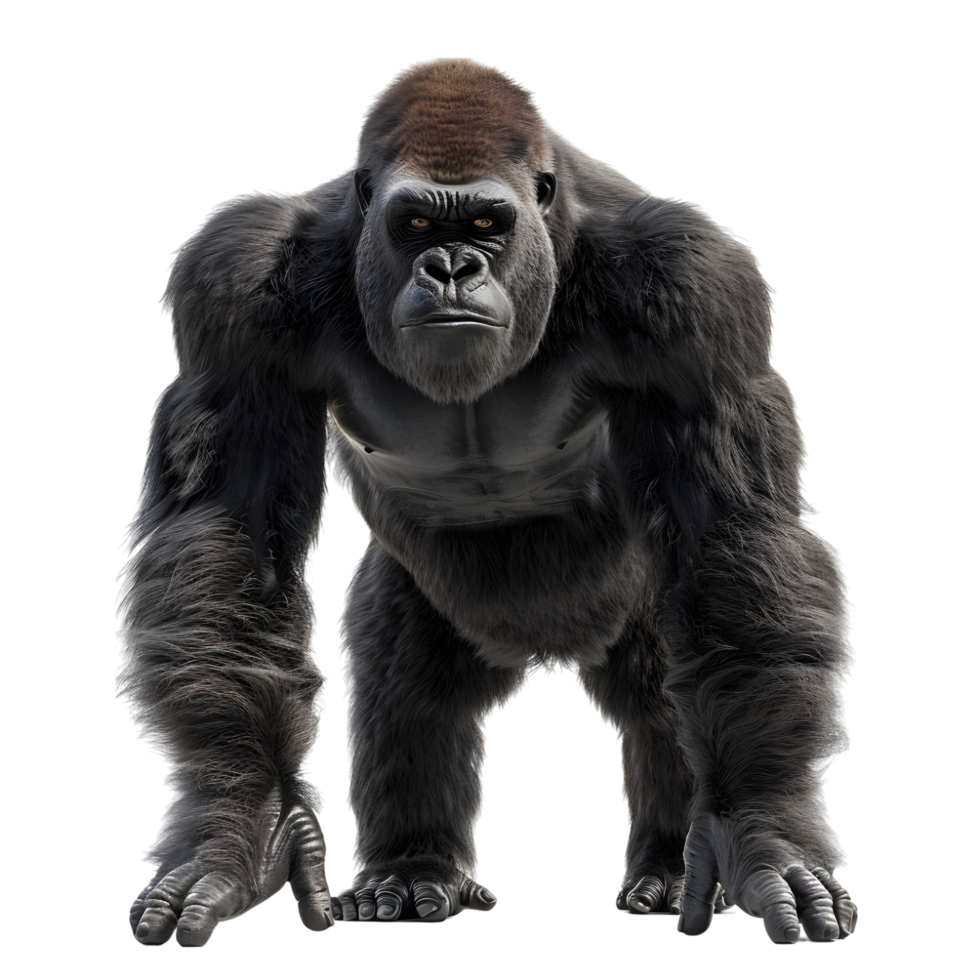 Gorilla in Walking Pose Isolated on Transparent Background png