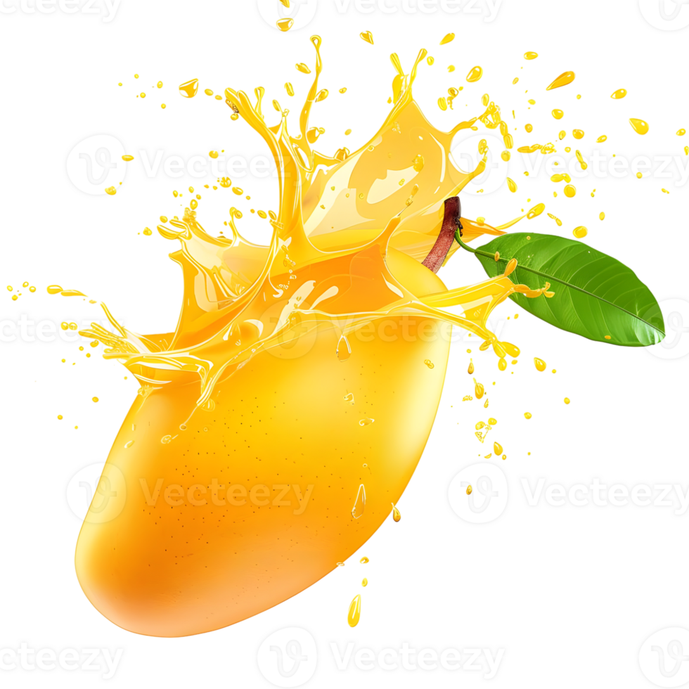 Mango with splash isolated on transparent background png