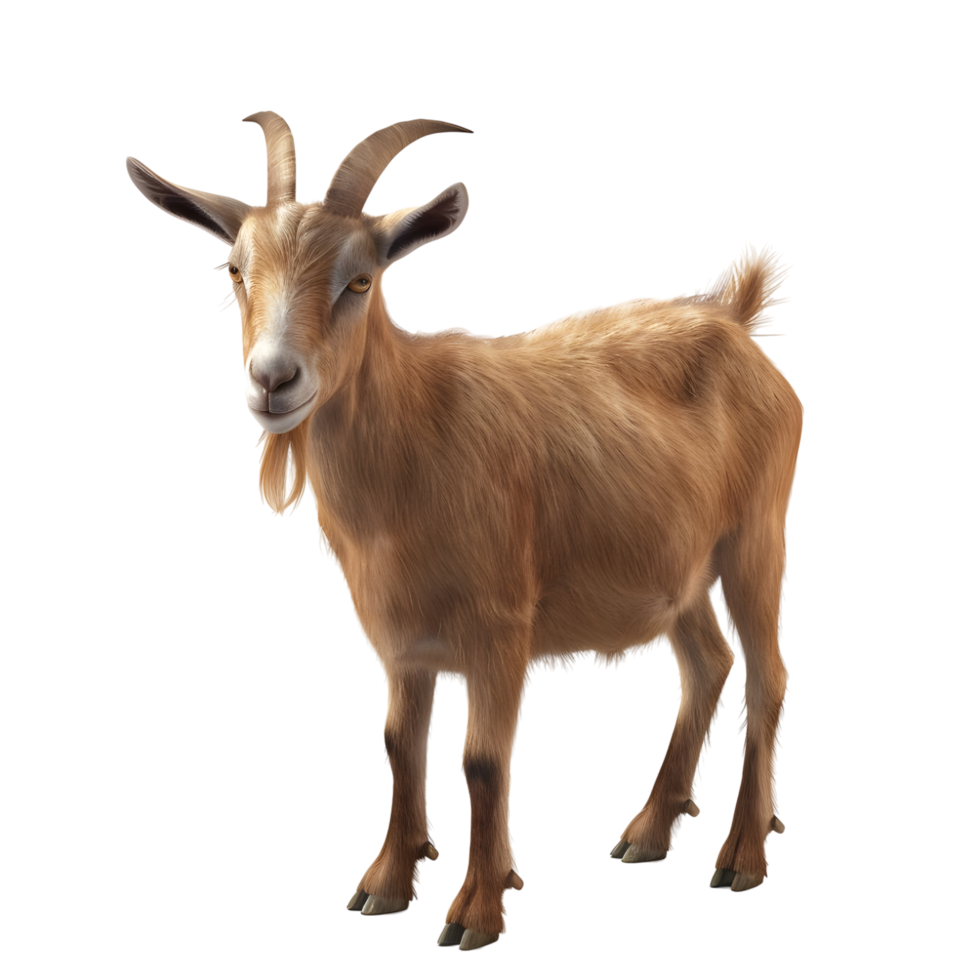 Goat with brown fur standing isolated on transparent background png