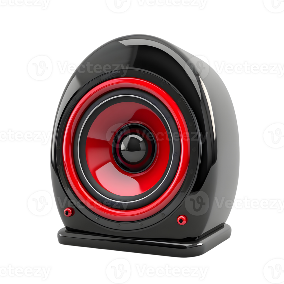 Modern subwoofer speaker with red accent isolated on transparent background png