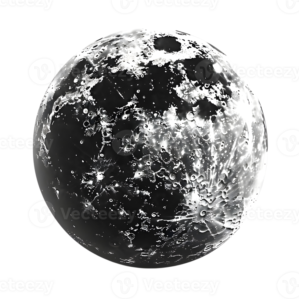 Moon Surface Isolated on Transparent Background png