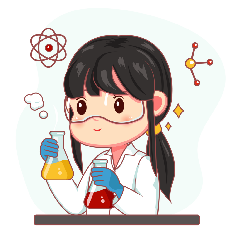 Cute Cartoon Scientist Doing Some Research png