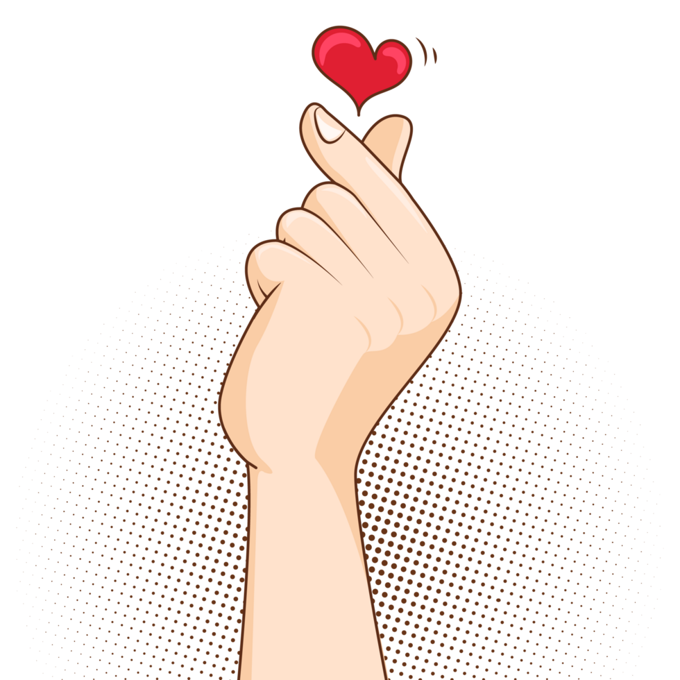 Korean Heart Shape Fingers Gesture png