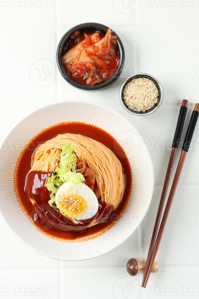 Top View Korean Bibim Guksu photo