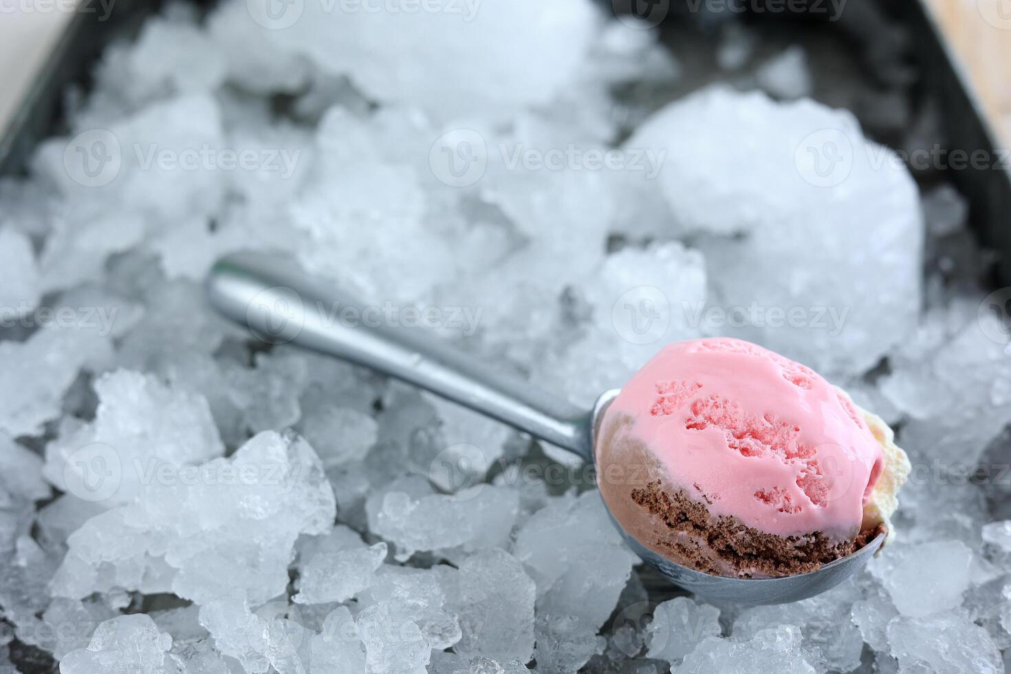 Close Up A Scoop of Neapolitan Ice Cream photo