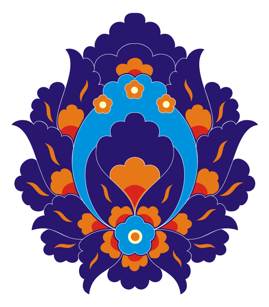 Turkish tezhip flower pattern with a very beautiful blue color, great for frame decoration, backgrounds, carving decorations png