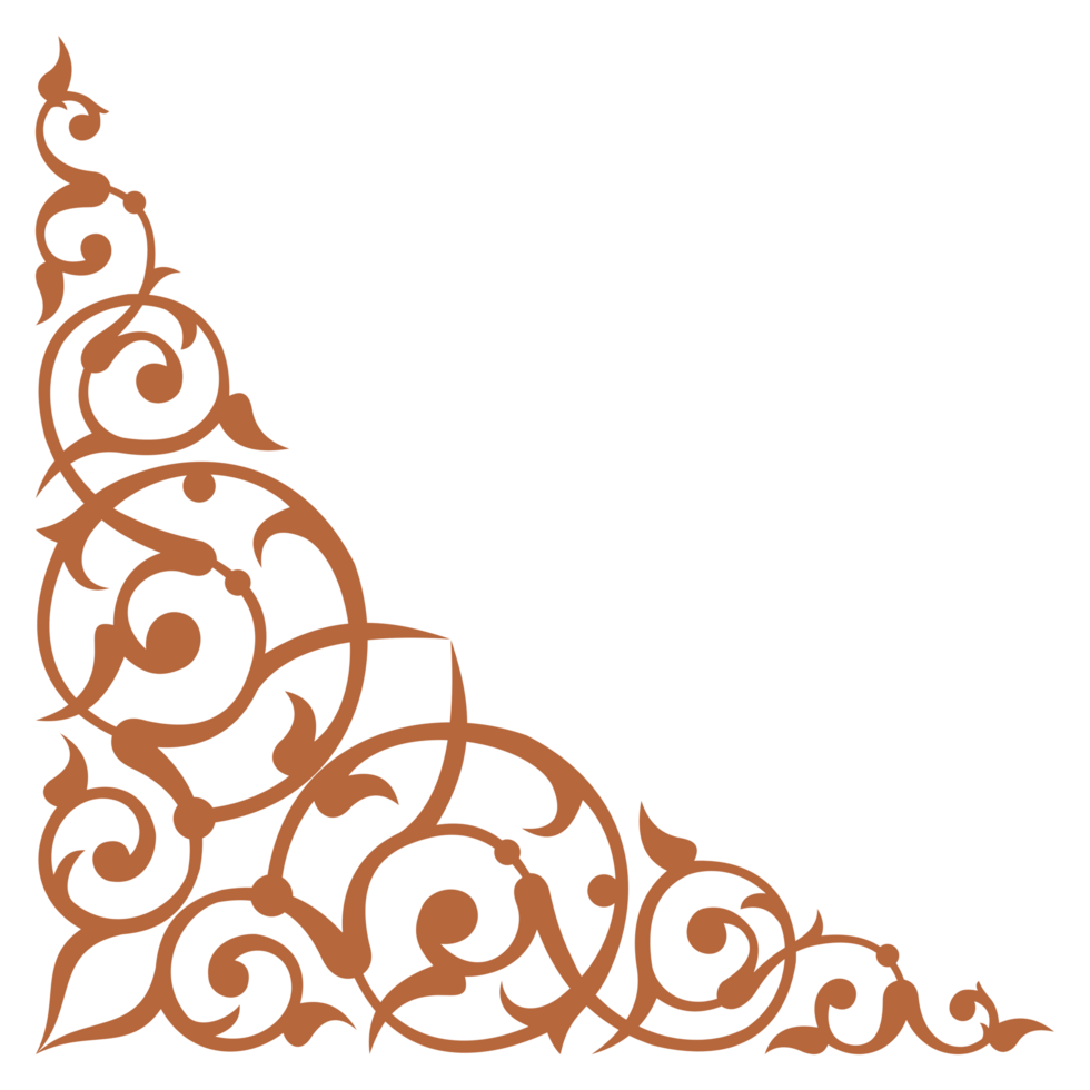 Ornamental design pattern on frame corner border, suitable for calligraphy, invitation card, frame decoration png