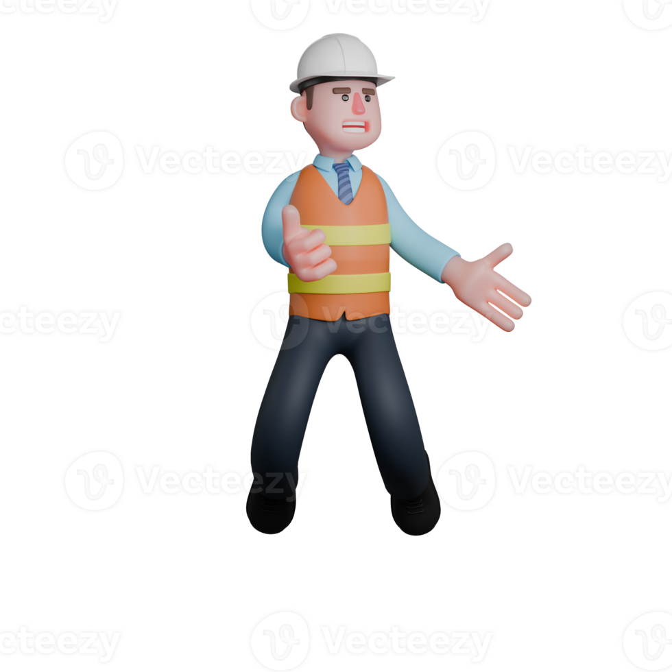 Male Architect 3D Model. An Architect jumps with both hands open. Creative Design Environment png