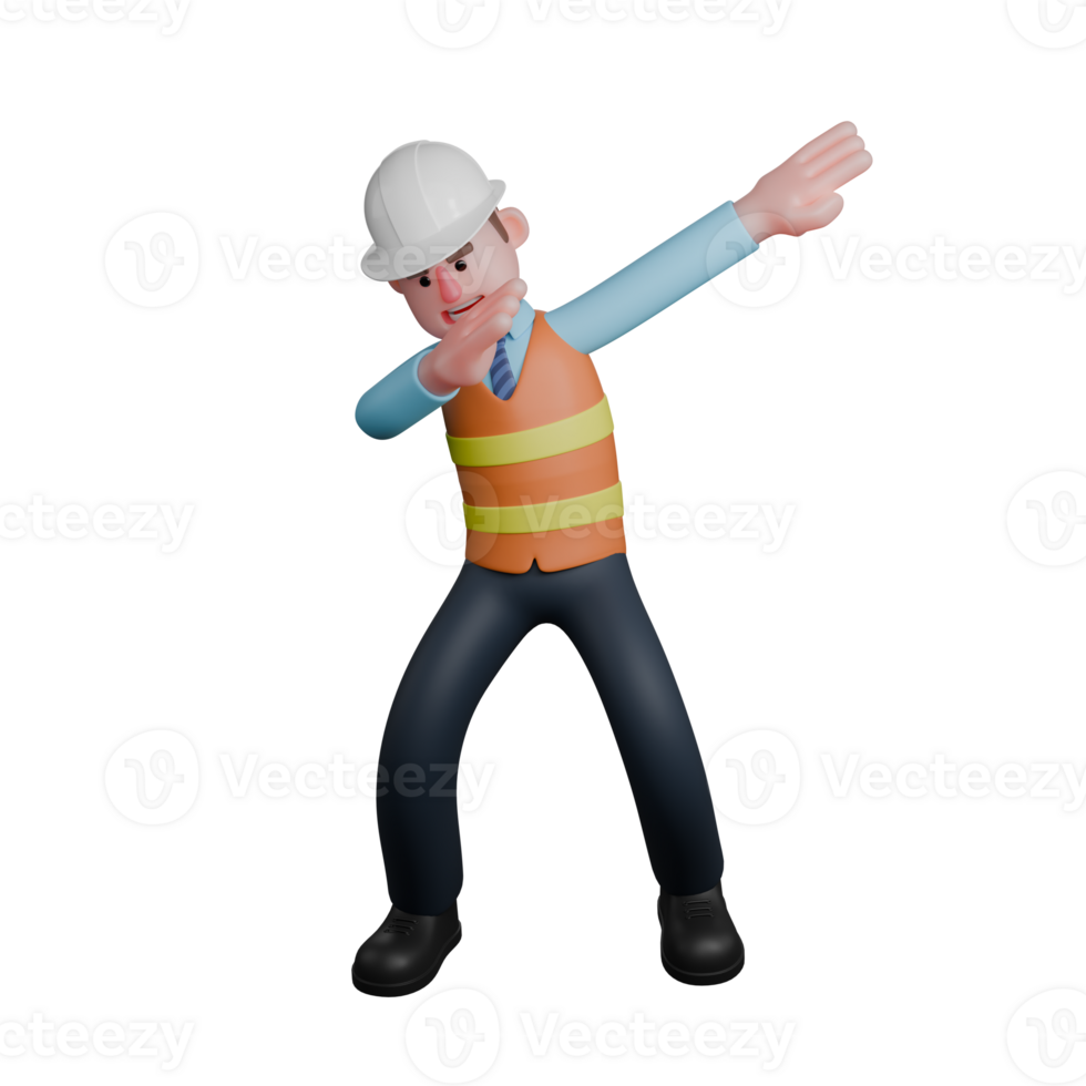 Illustrated of Male Design Professional. An Architect stands with a dab movement. 3D Architect png