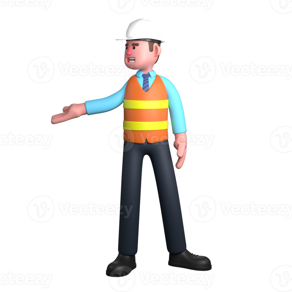 3D Design Architect Male. An Architect stands with his right hand extended to the side with the palm facing up. Professional Illustrated png