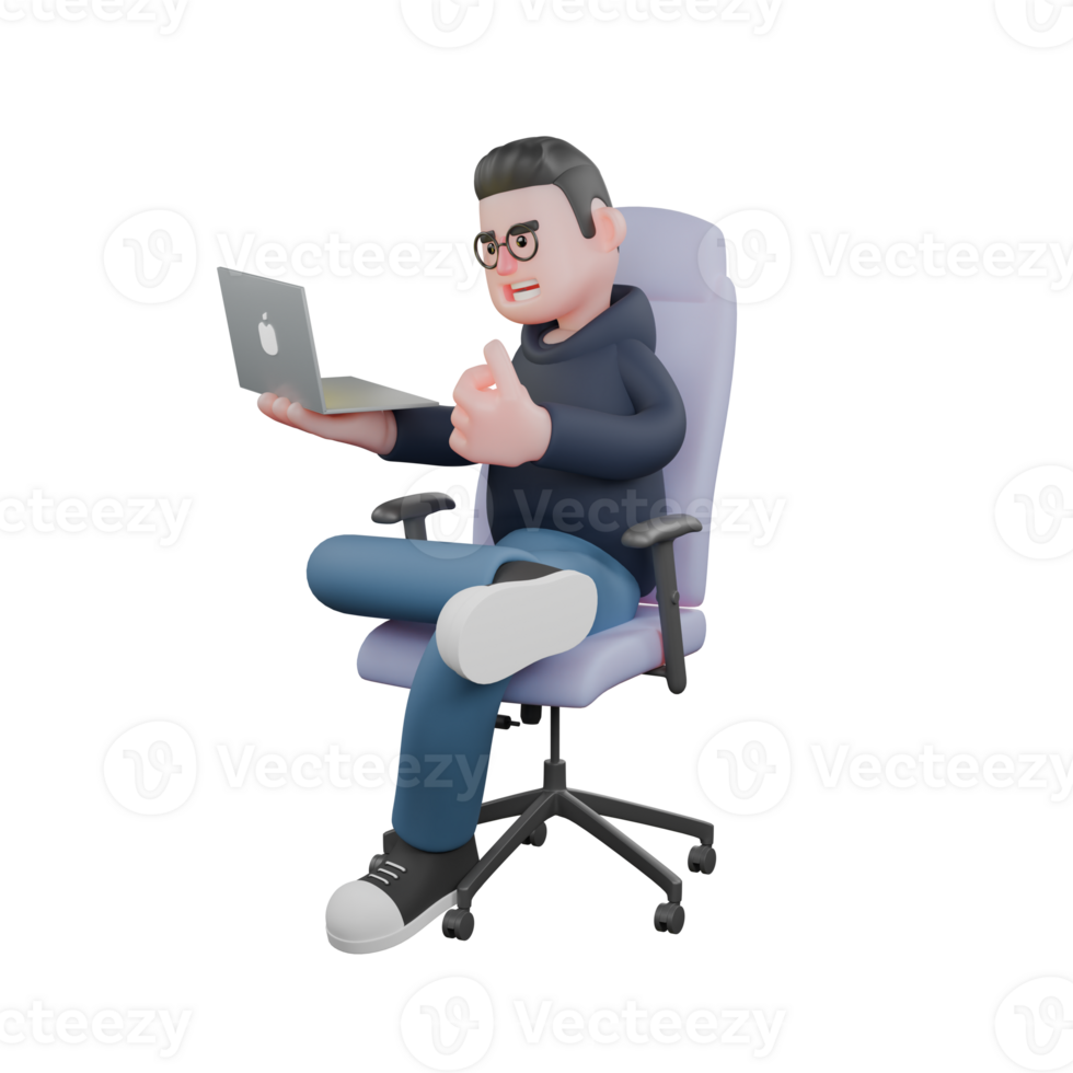 3D Urban Male. A male programmer is sitting on a gaming chair with his ...