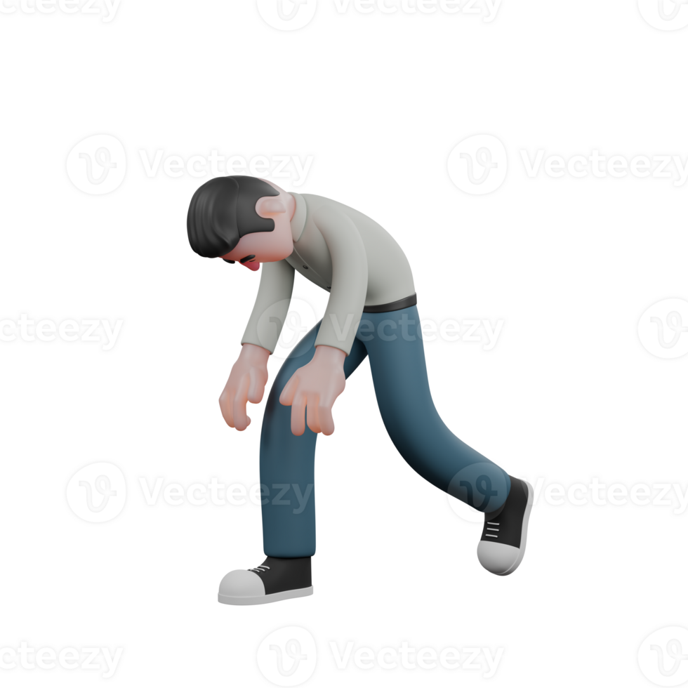 Male Writer 3D Professional. A male writer walks very tiredly. Literary Cartoon png